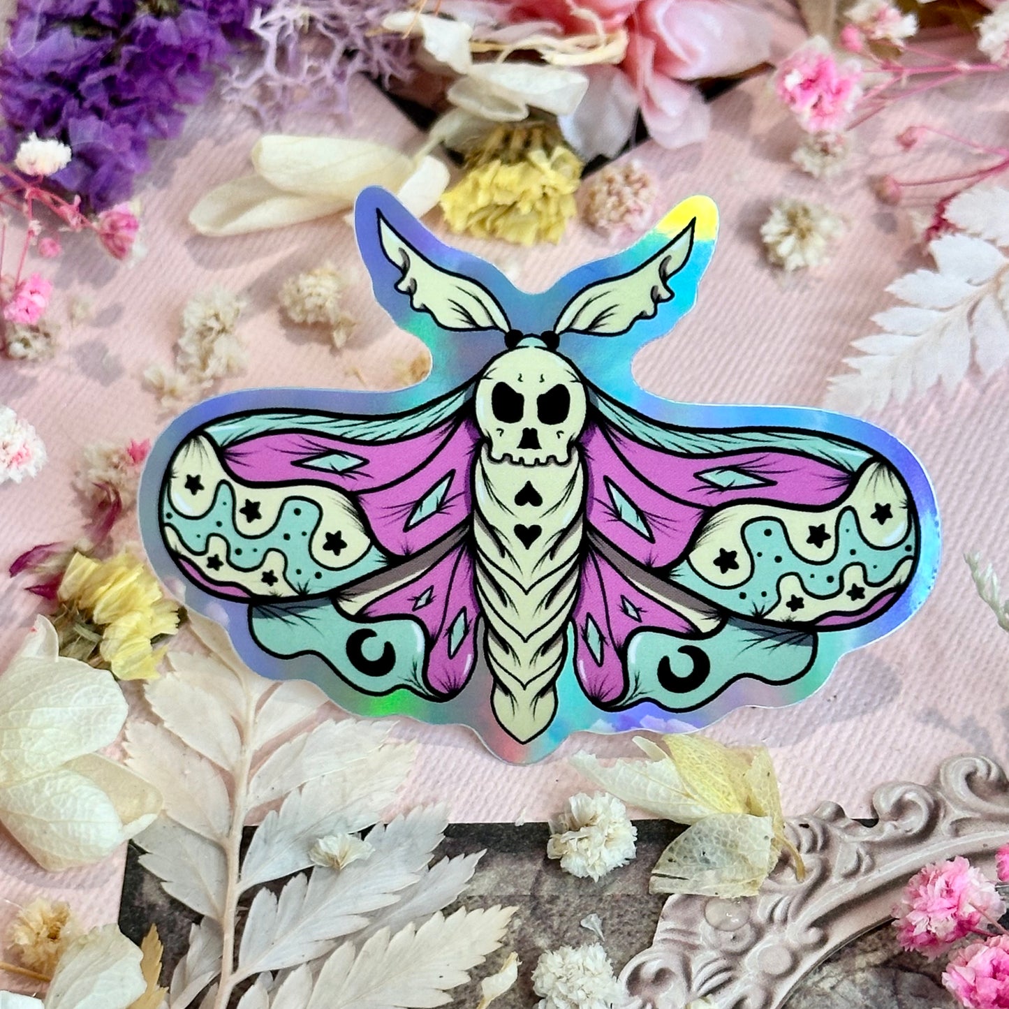 Pastel Death Moth Waterproof Sticker