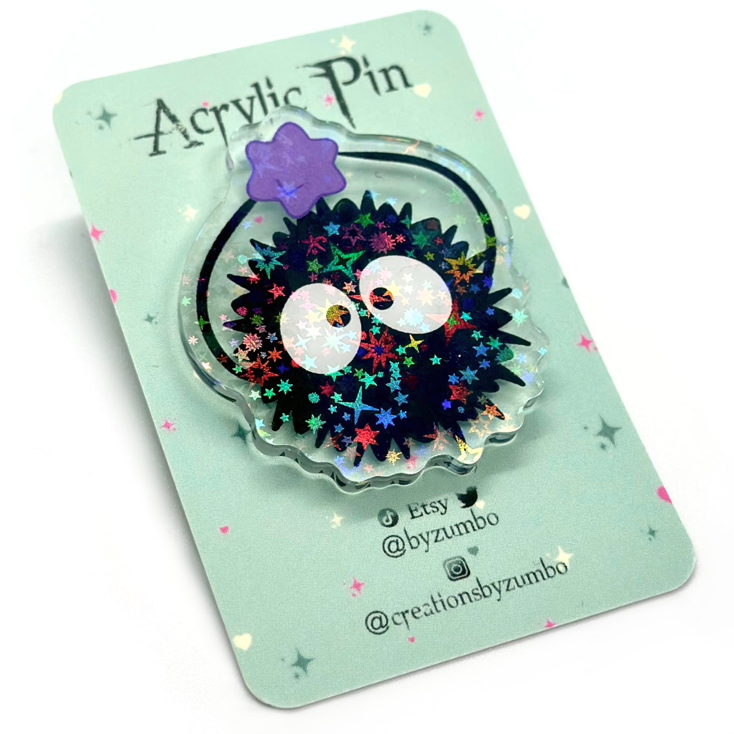 Soot Sprite Holographic Acrylic Pin