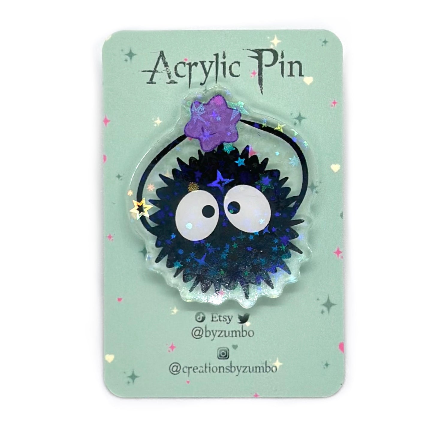 Soot Sprite Holographic Acrylic Pin