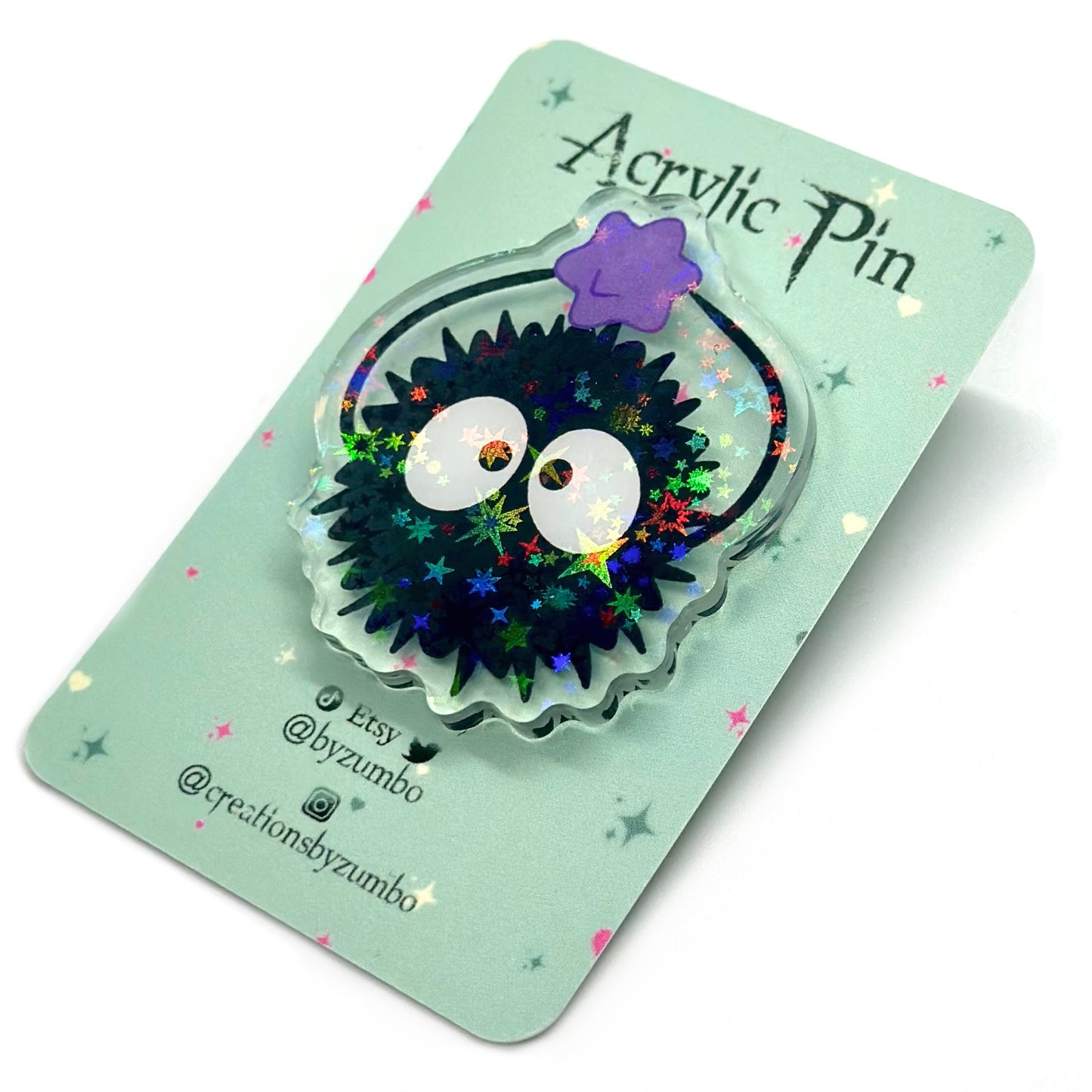 Soot Sprite Holographic Acrylic Pin