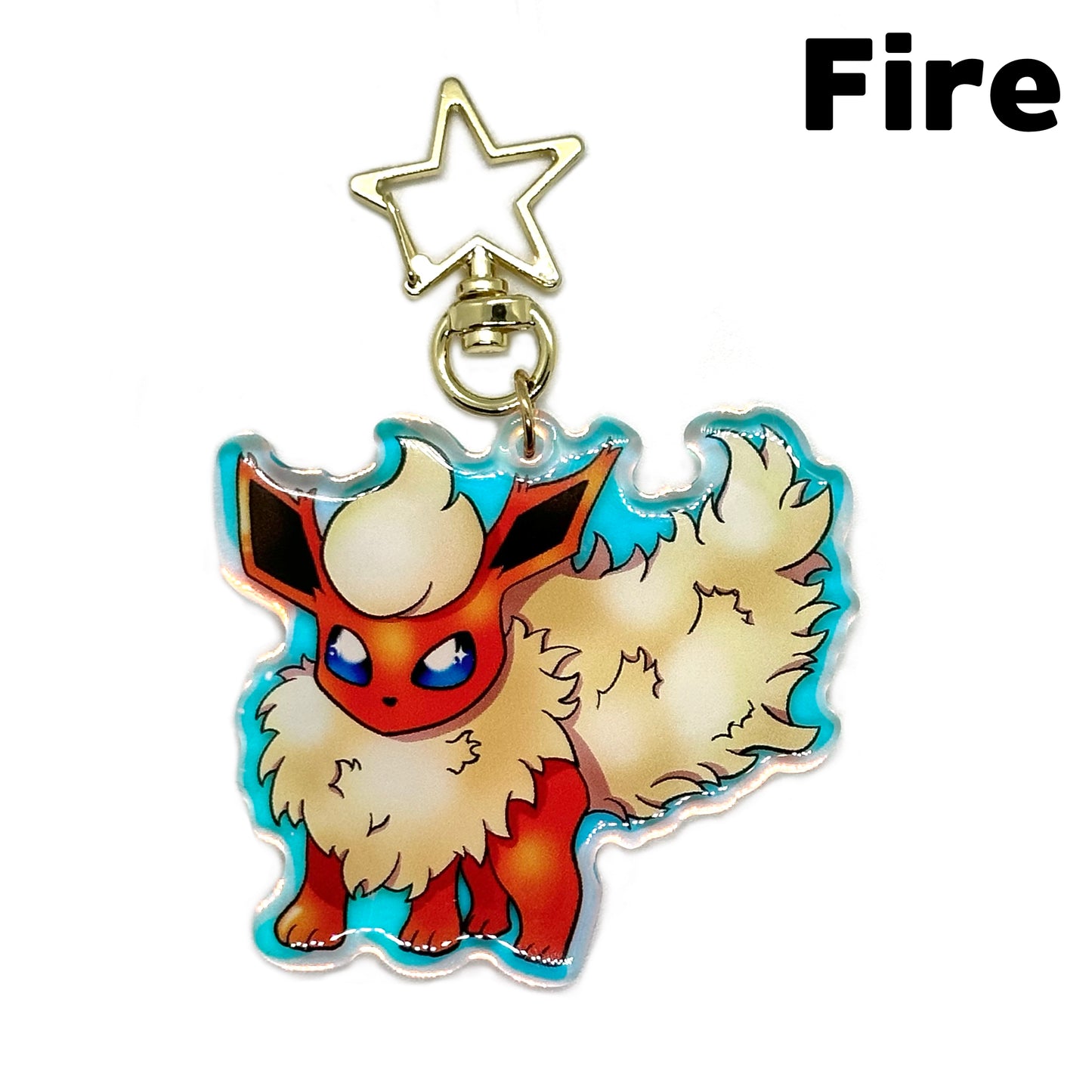 Rainbow Holo Eeveelution Acrylic Keychain