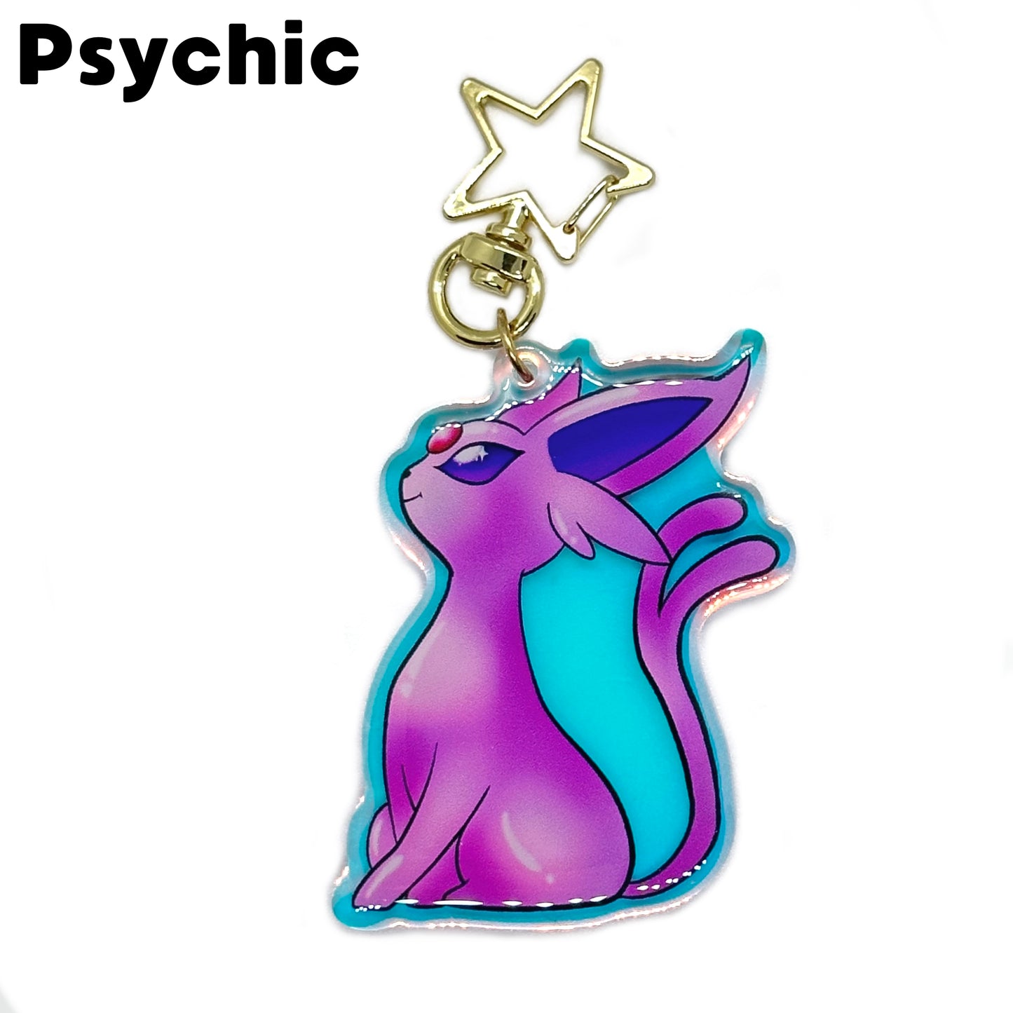 Rainbow Holo Eeveelution Acrylic Keychain