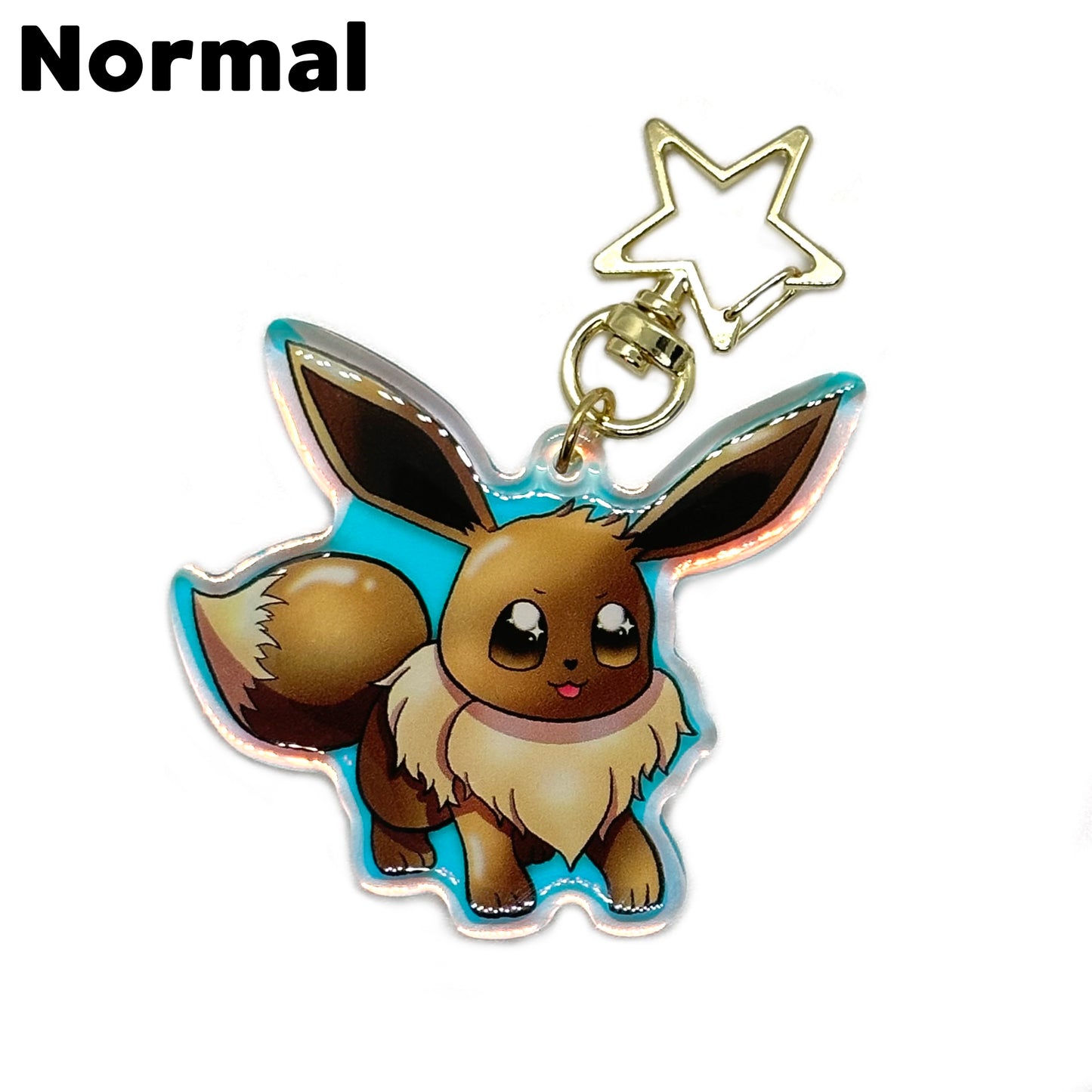 Rainbow Holo Eeveelution Acrylic Keychain