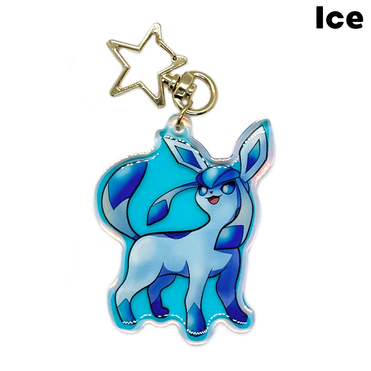 Rainbow Holo Eeveelution Acrylic Keychain