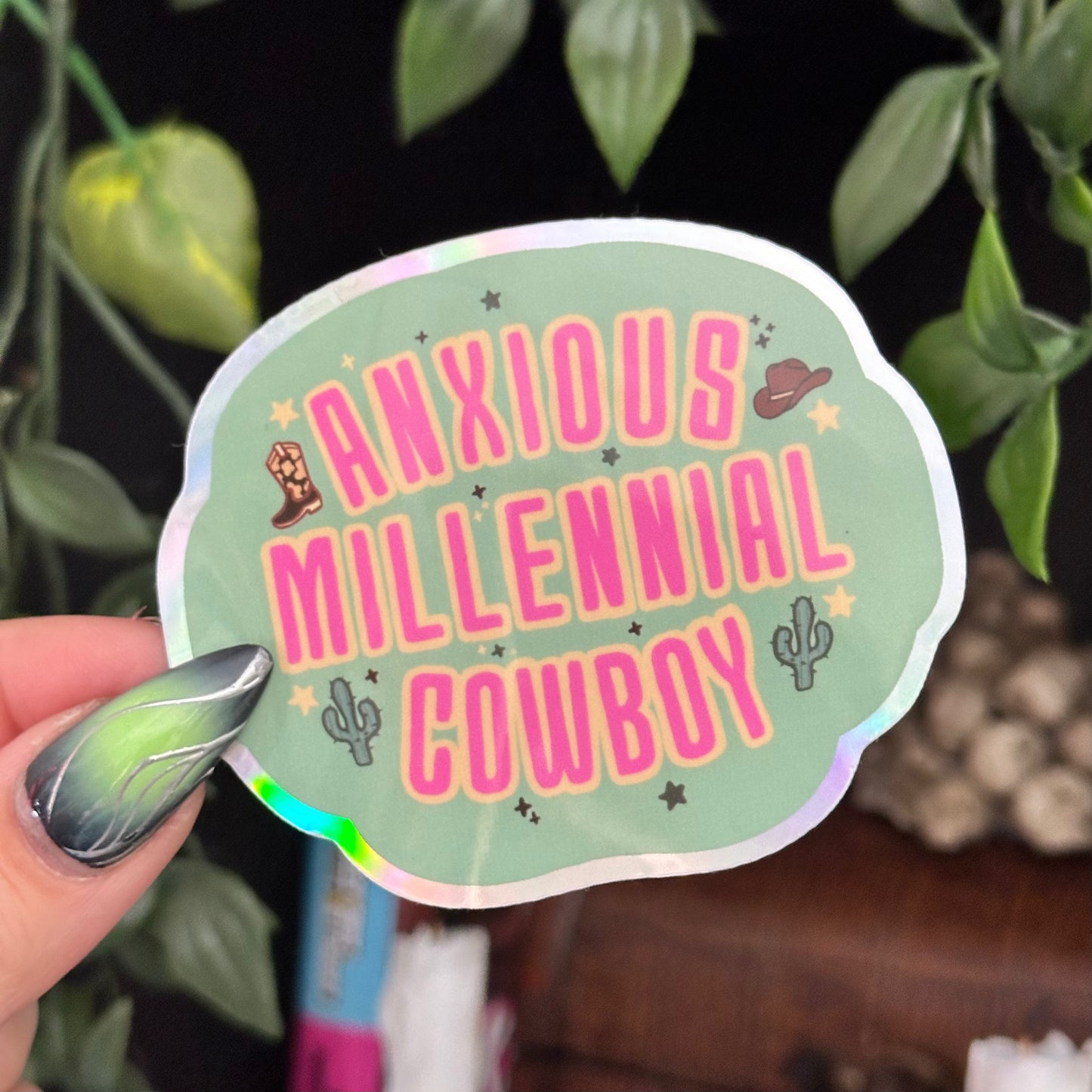Anxious Millenial Cowboy Waterproof Sticker