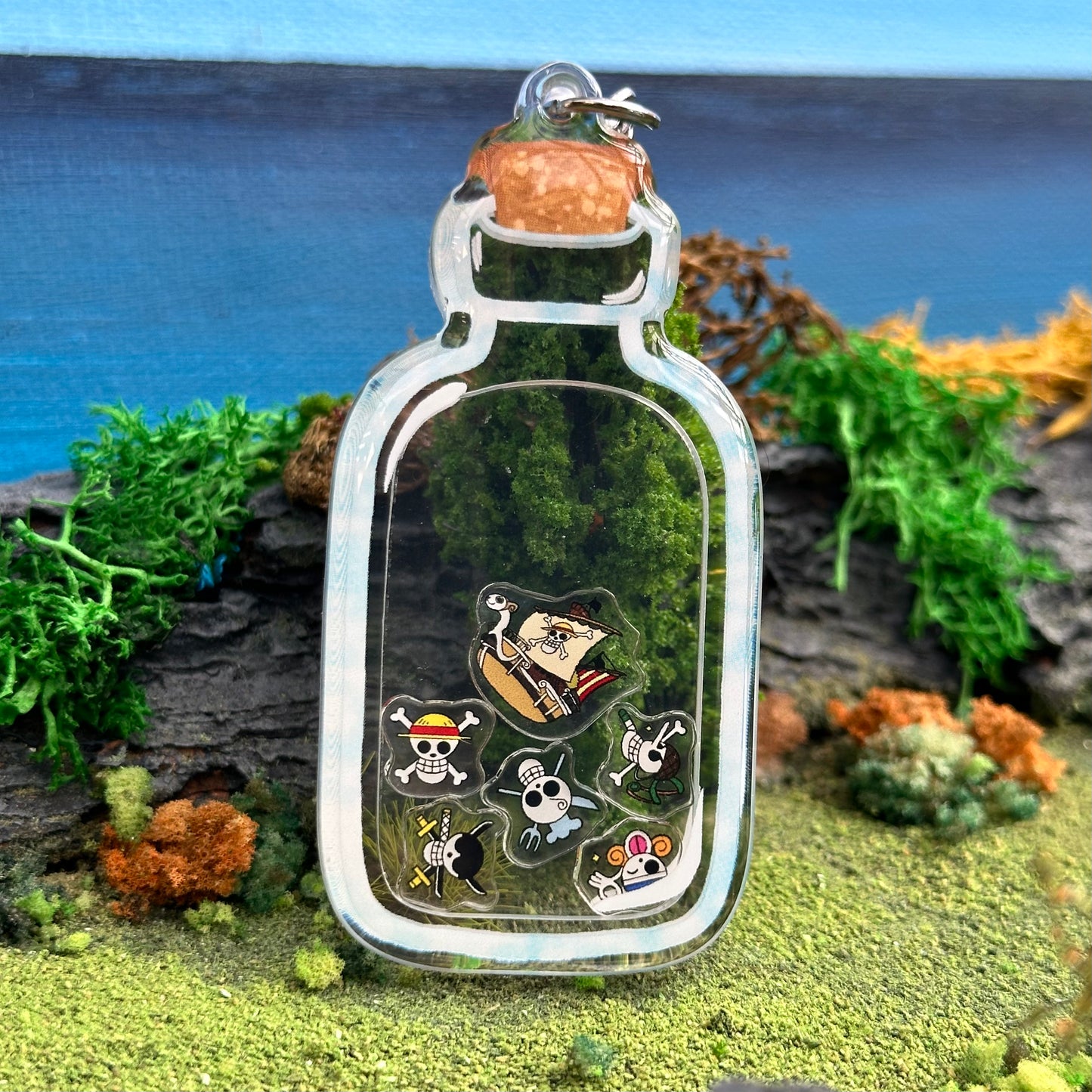 Bottle Pirate Ship Shaker Keychain