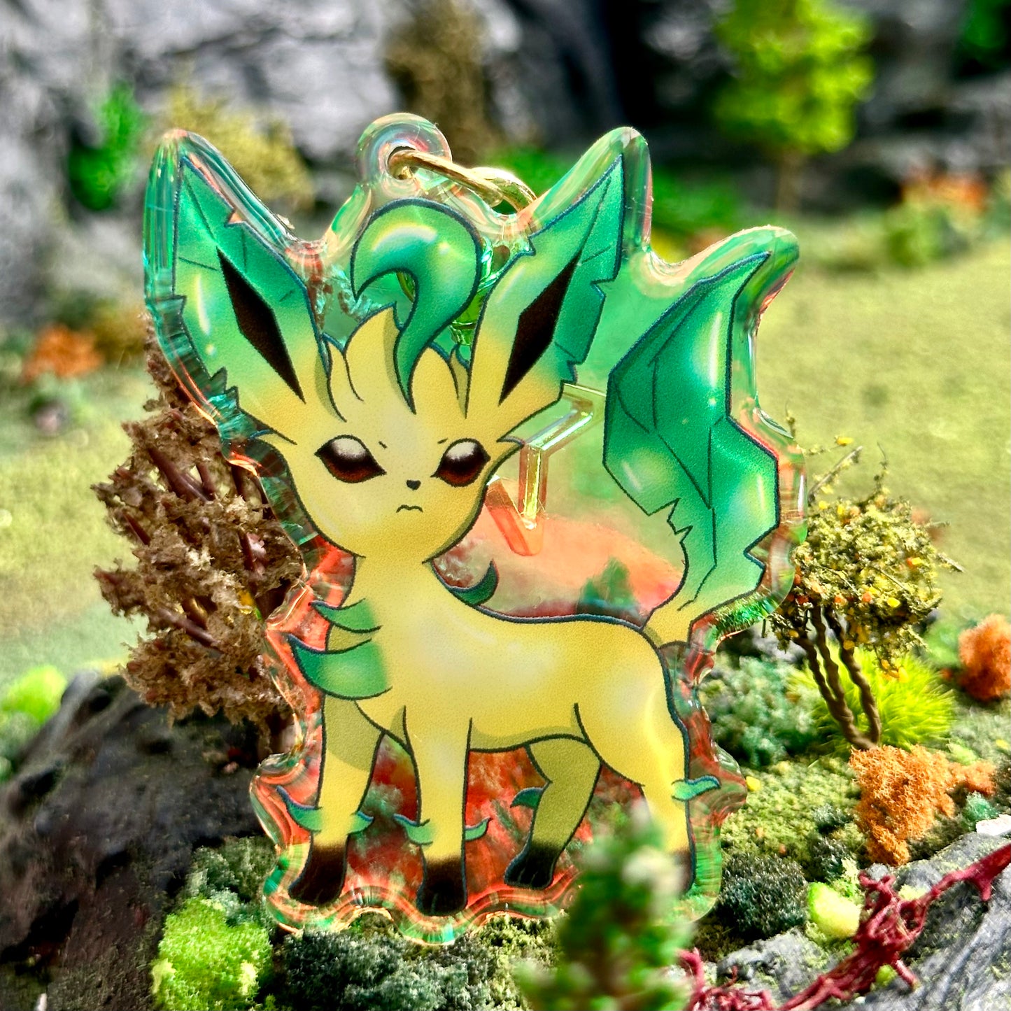 Rainbow Holo Eeveelution Acrylic Keychain