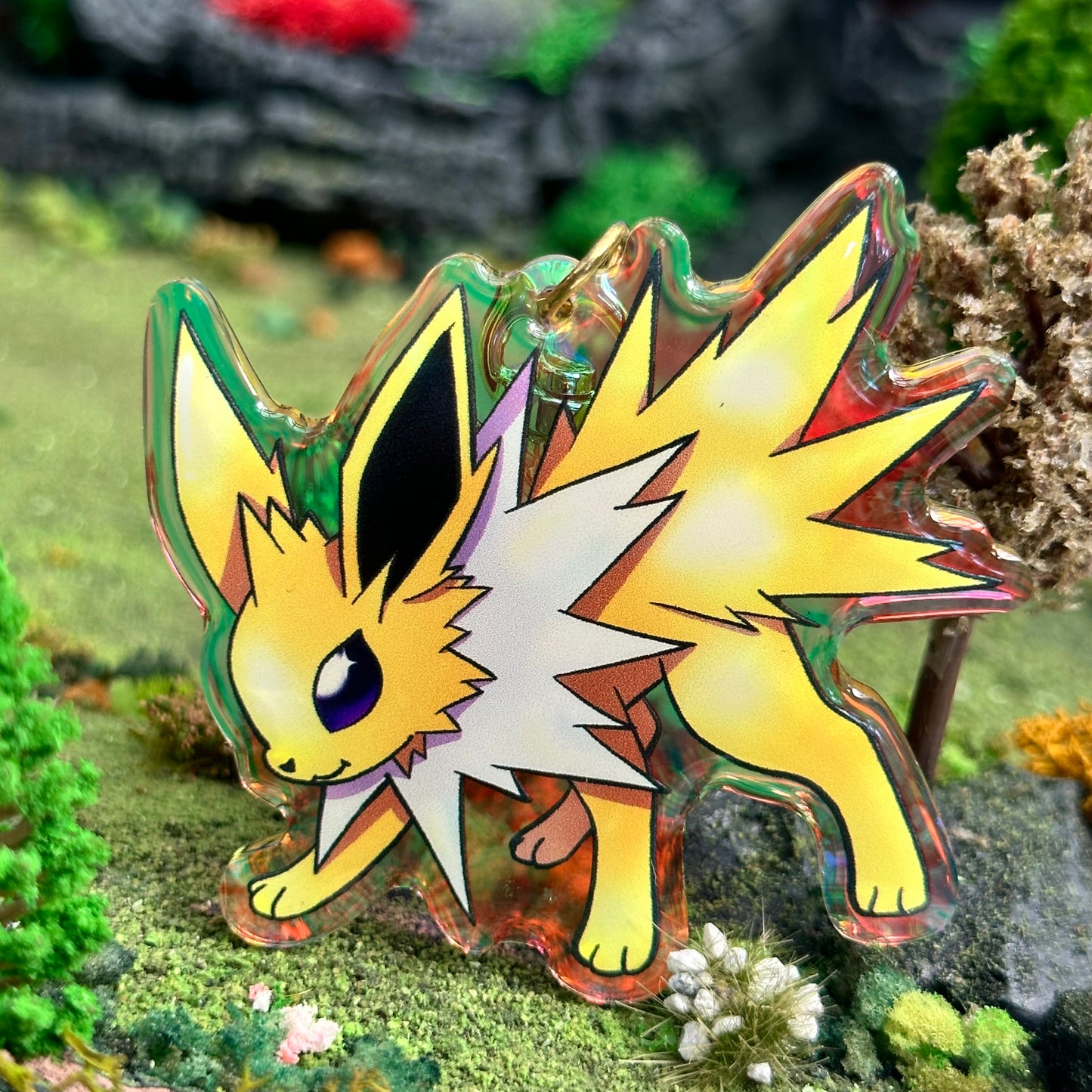 Rainbow Holo Eeveelution Acrylic Keychain