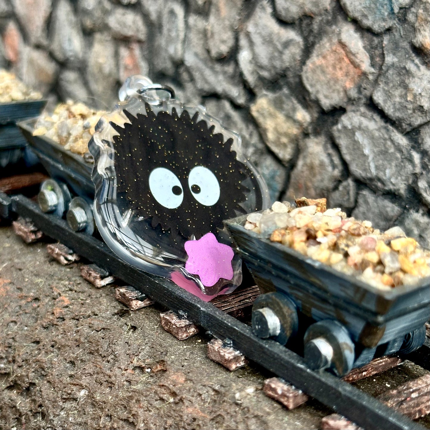 Soot Sprite Glitter Acrylic Keychain