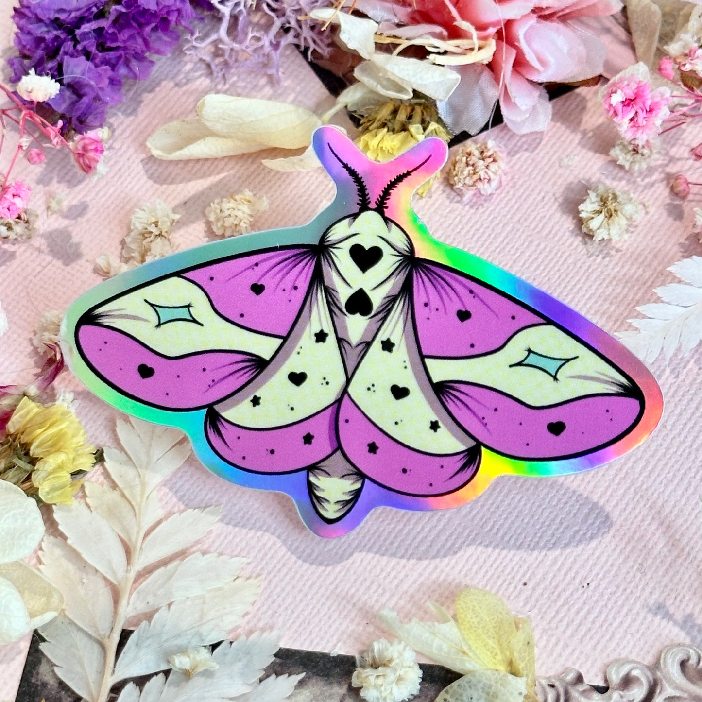 Rosy Maple Moth Waterproof Sticker