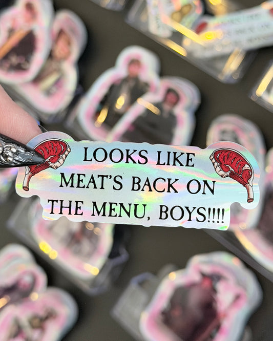 Meat's Back On The Menu Waterproof Sticker