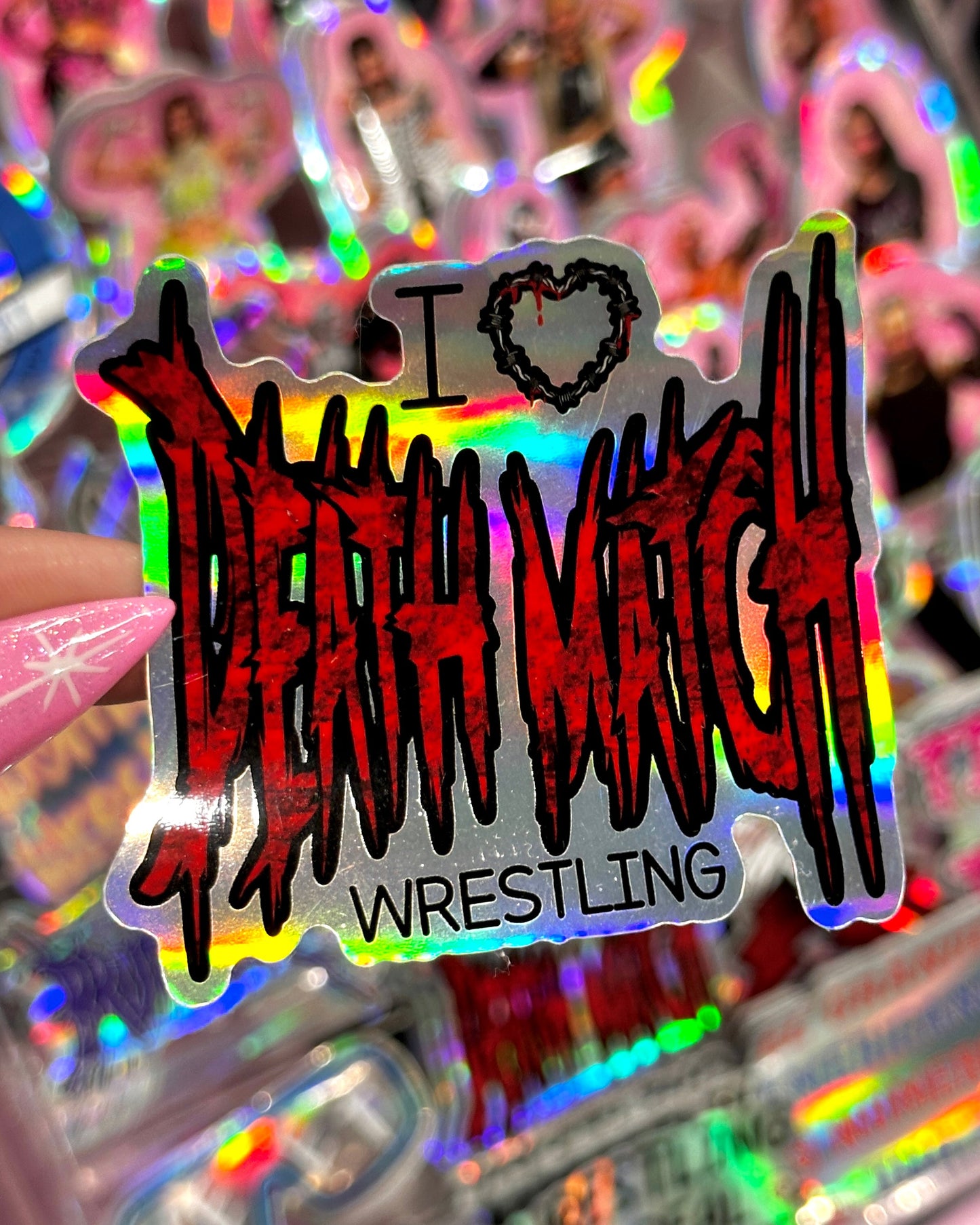 I Love Deathmatch Wrestling Waterproof Sticker