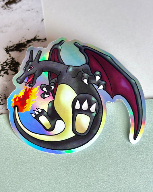 Shiny Char Lizard Waterproof Sticker