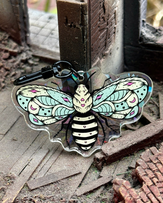 Pastel Bee Holographic Keychain