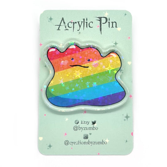 Rainbow Pride Holographic Acrylic Pin