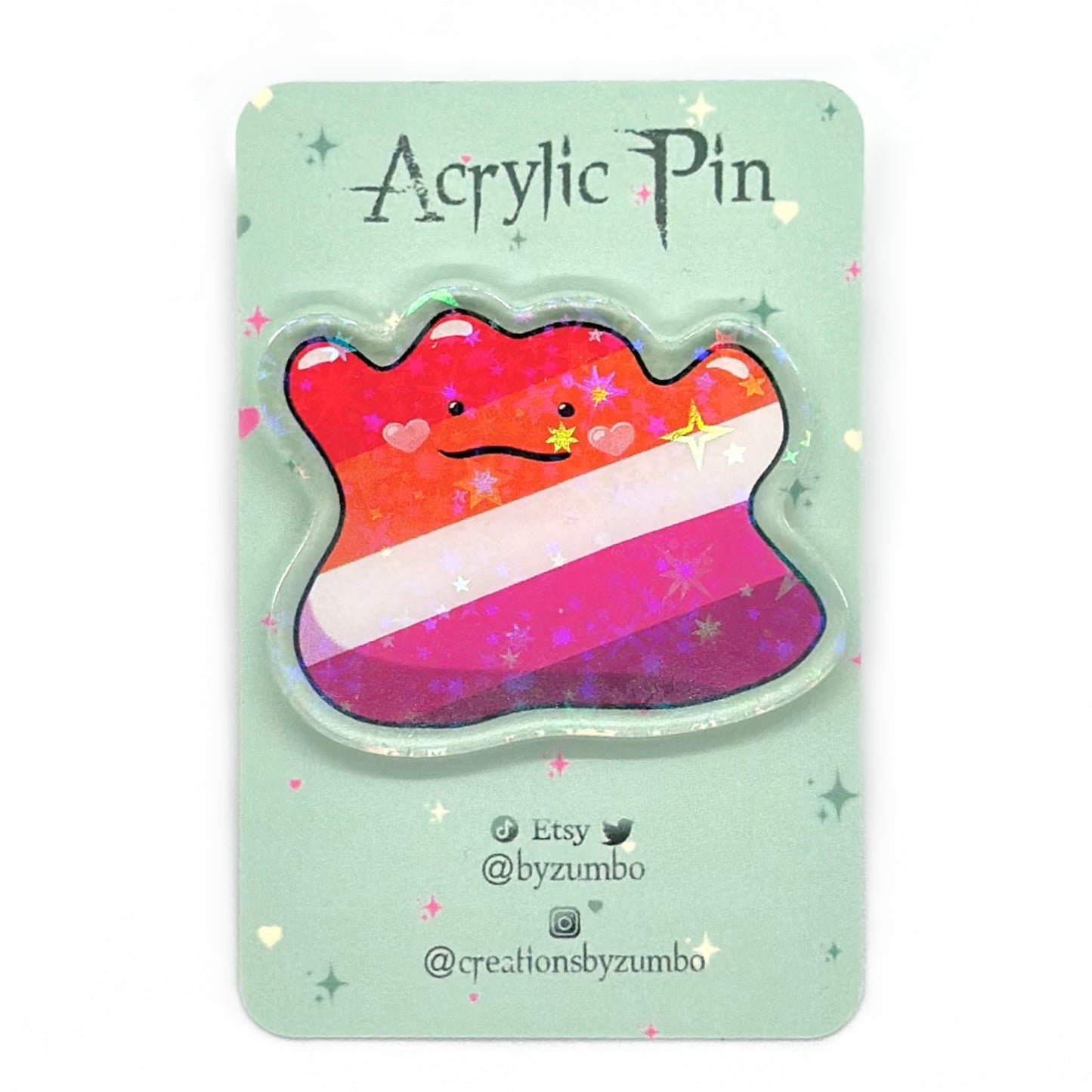 Lesbian Pride Holographic Acrylic Pin