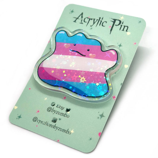 Trans Pride Holographic Acrylic Pin
