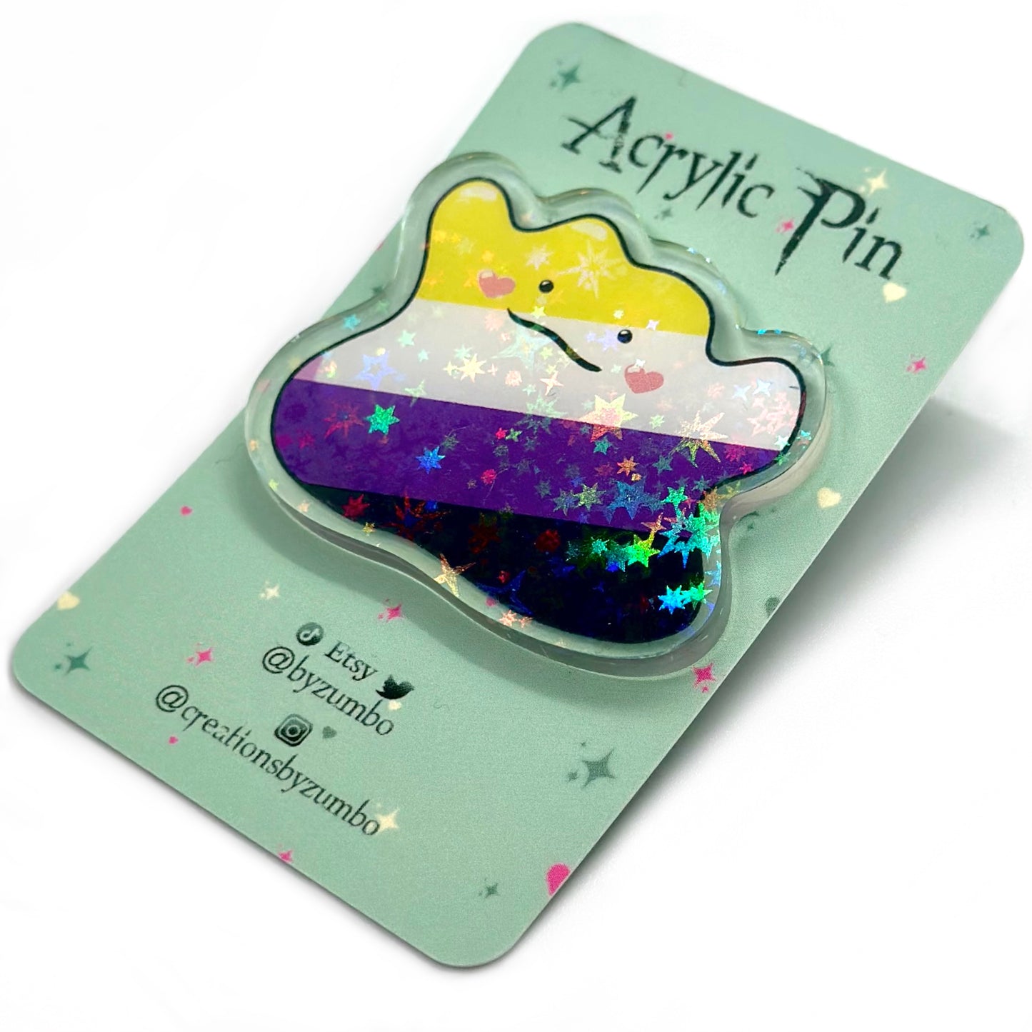 Non Binary Pride Holographic Acrylic Pin