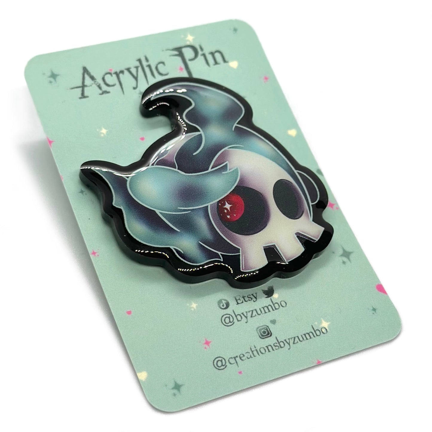 Skull Ghost Type Acrylic Pin