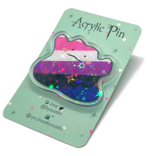 Genderfluid Pride Holographic Acrylic Pin