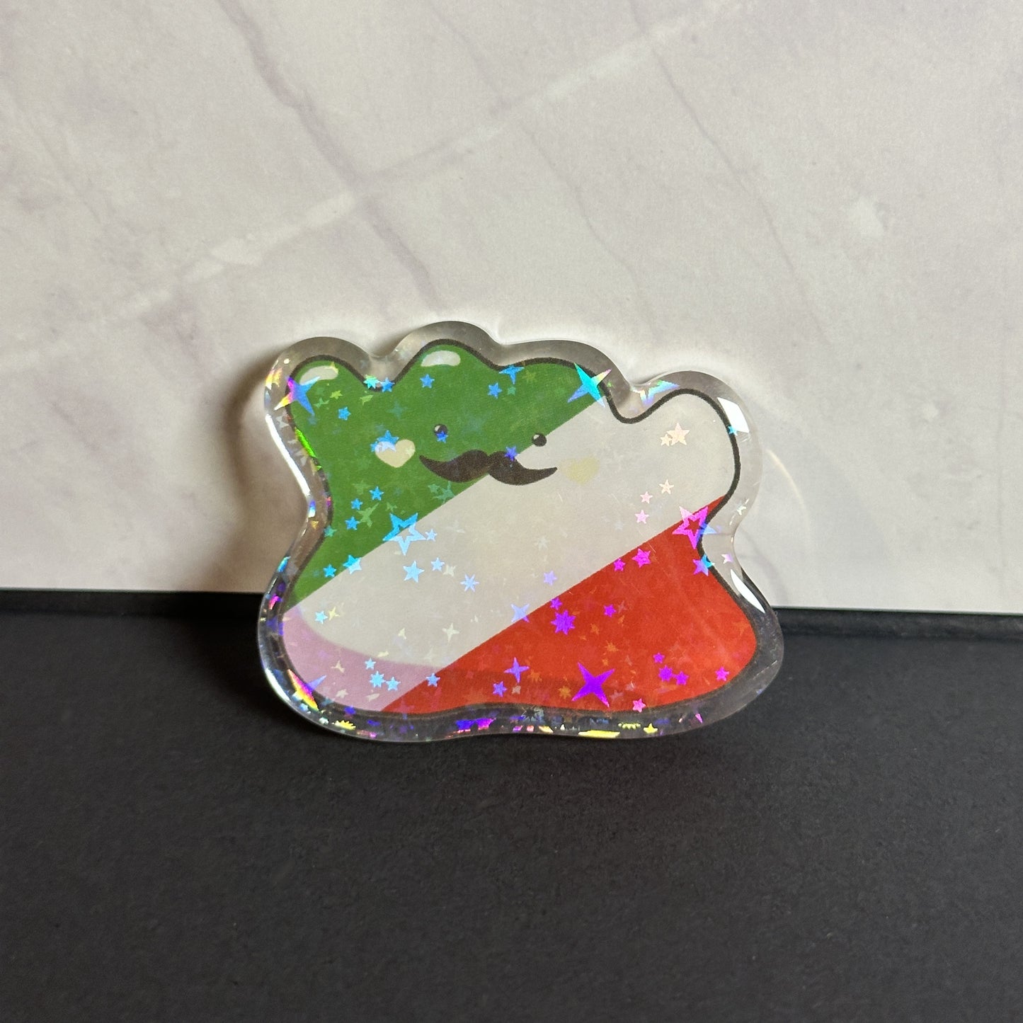 Wog Pride Holographic Acrylic Pin - Italian