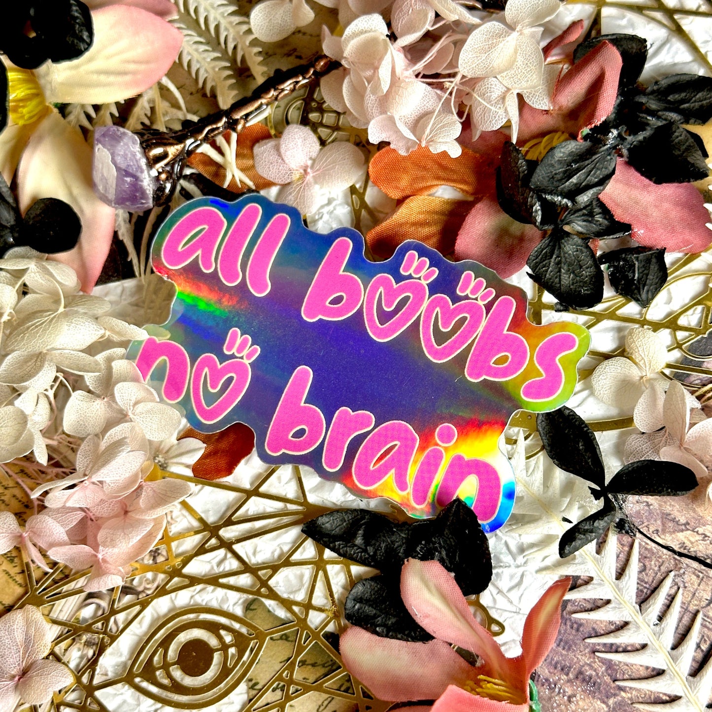 All Boobs No Brain Waterproof Sticker