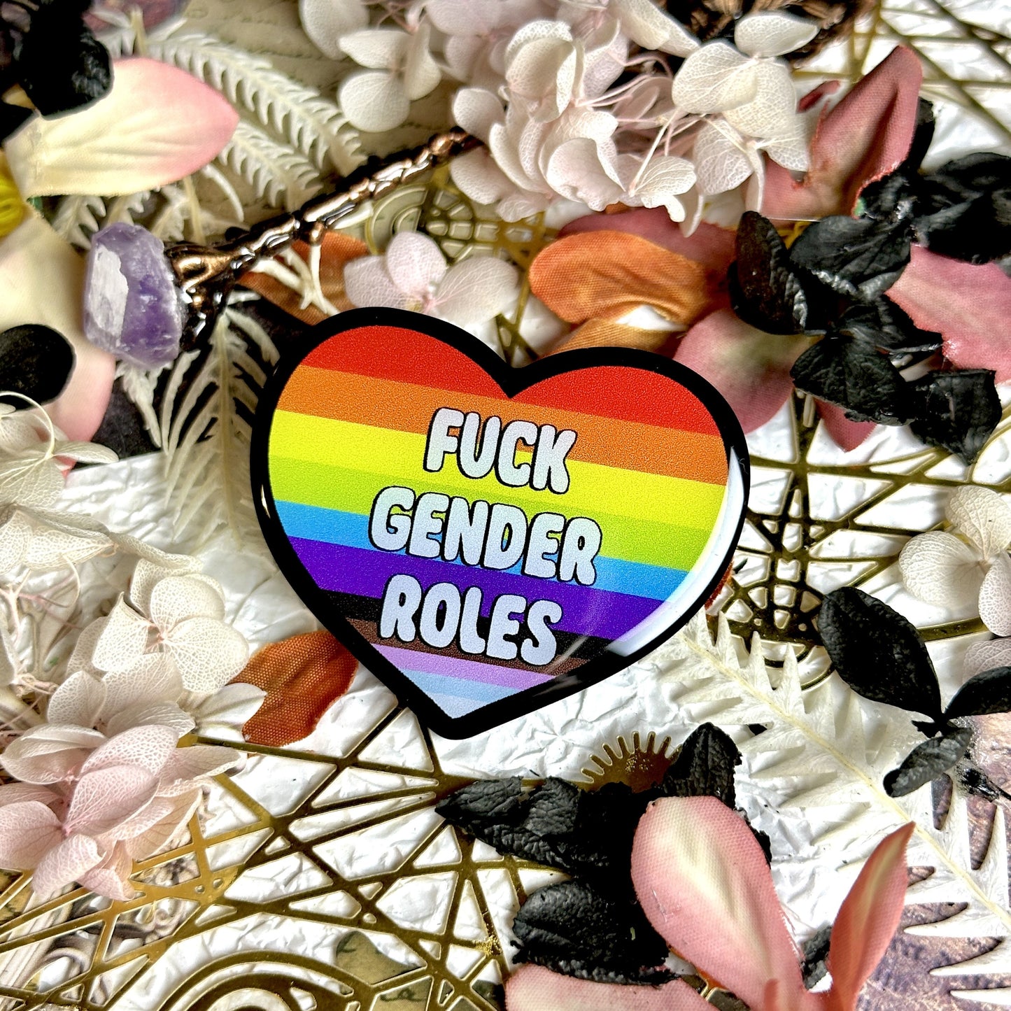 Fuck Gender Roles Rainbow Acrylic Pin