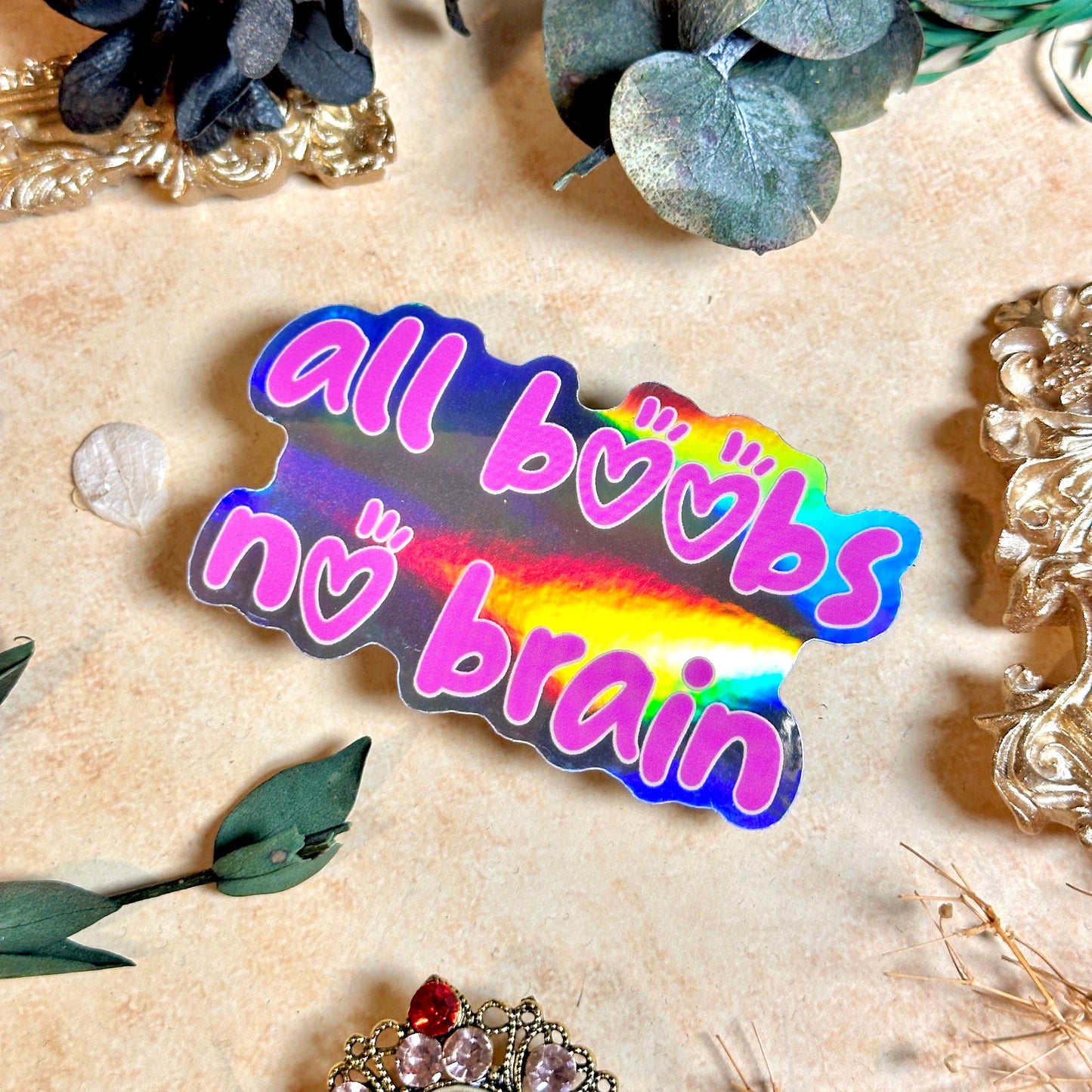 All Boobs No Brain Waterproof Sticker