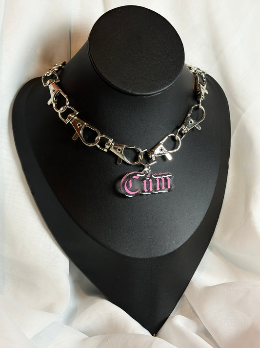 Silver Gothic Metal Clasp Choker Necklace - Cum