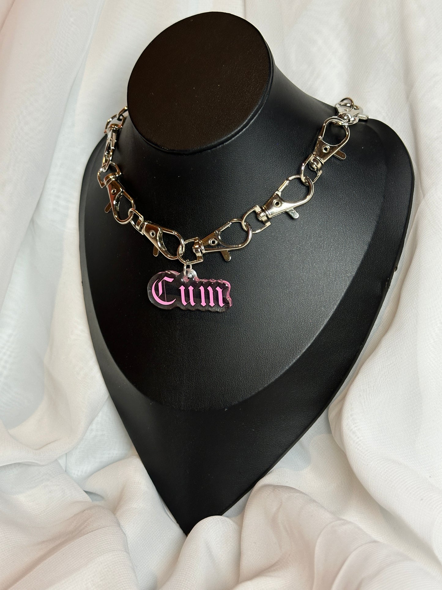 Silver Gothic Metal Clasp Choker Necklace - Cum