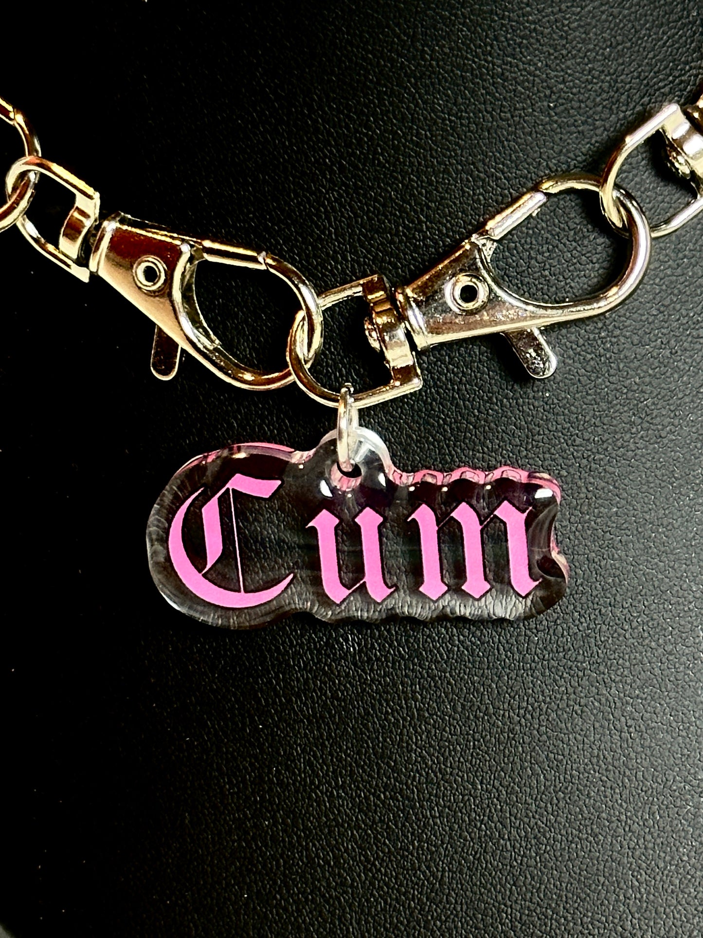 Silver Gothic Metal Clasp Choker Necklace - Cum