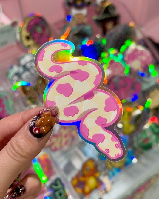 Pink Snake Waterproof Sticker
