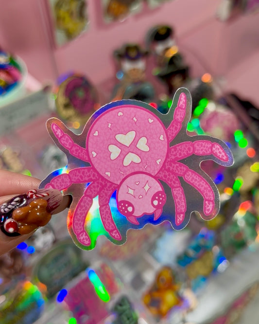 Pink Spider Waterproof Sticker