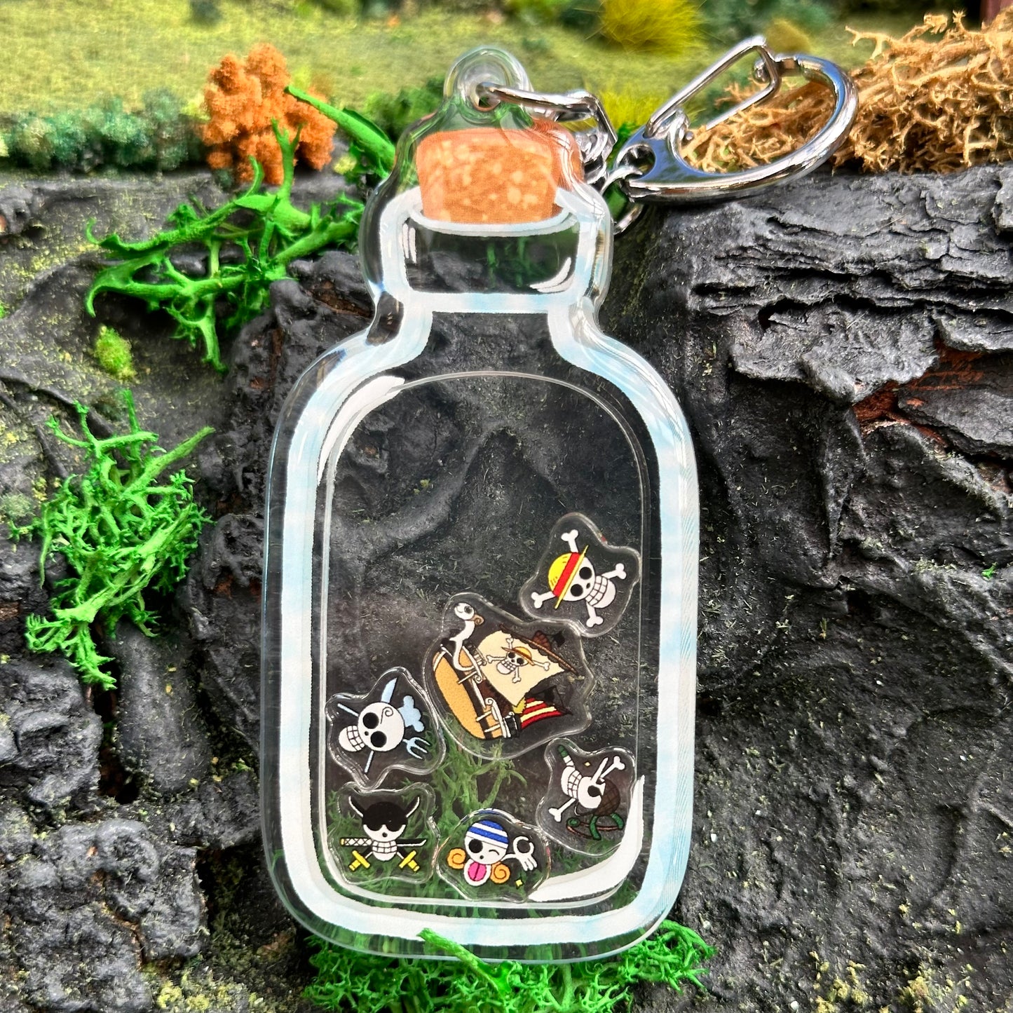 Bottle Pirate Ship Shaker Keychain