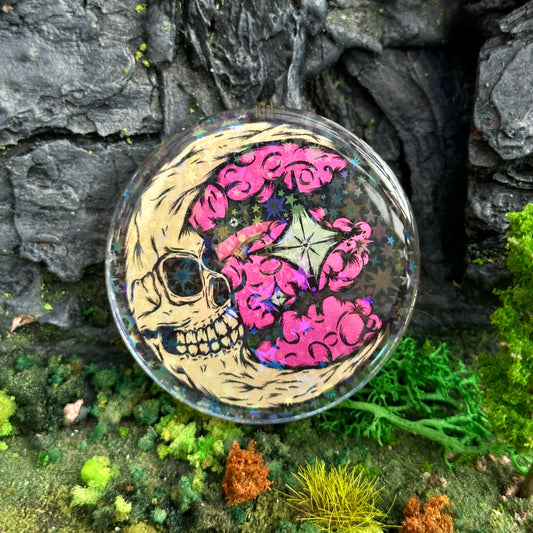 Pastel Skull Moon Holographic Acrylic Pin
