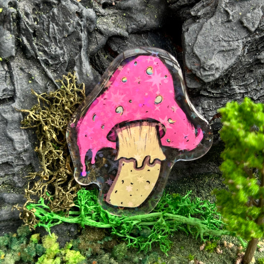Pastel Mushroom Holographic Acrylic Pin