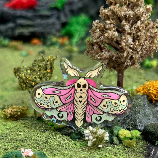 Pastel Death Moth Holographic Acrylic Pin