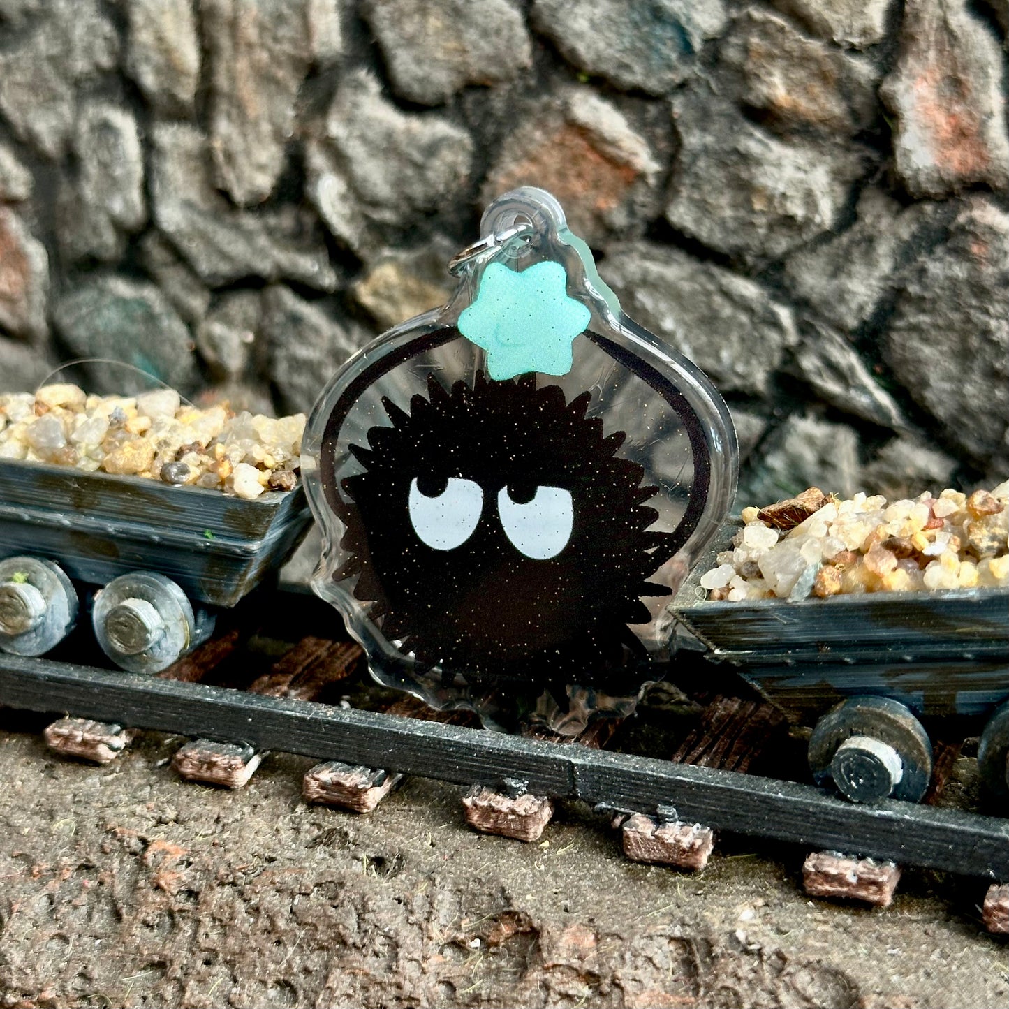 Soot Sprite Glitter Acrylic Keychain